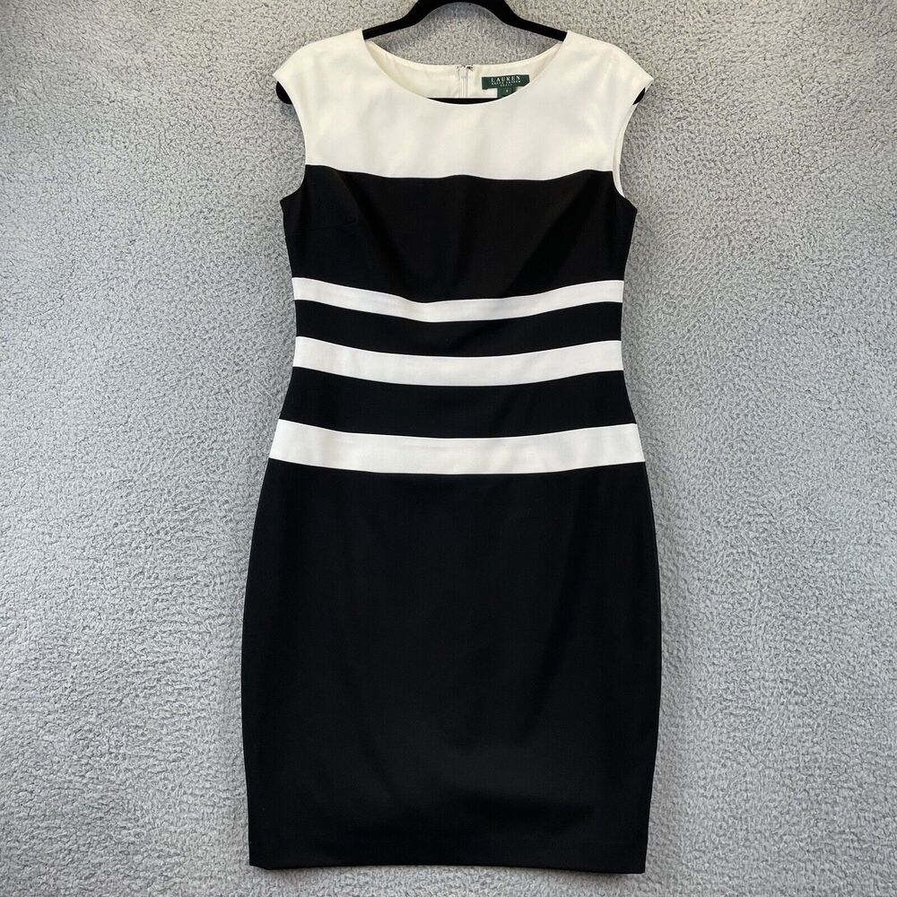 Ralph Lauren Dress Sz 8 Professional Business Cocktail Classic Sheath Striped